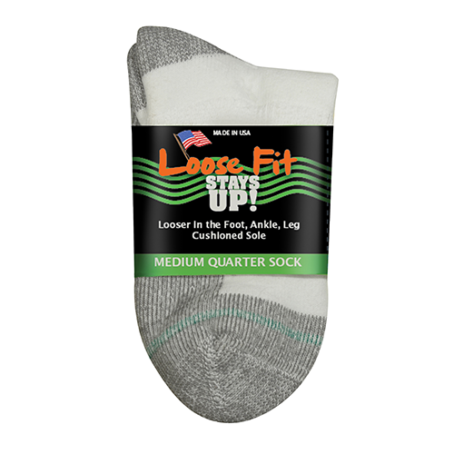 Extra Wide Loose Fit Stays Up Cotton Casual Crew Socks - Black M