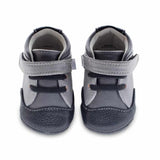 A top-down view of Jack and Lily's Emerson children's barefoot shoe in grey