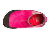 A top-down view of a pink Portia children's barefoot shoe by Sole Runner