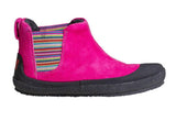 A side view of a pink Portia children's barefoot shoe by Sole Runner